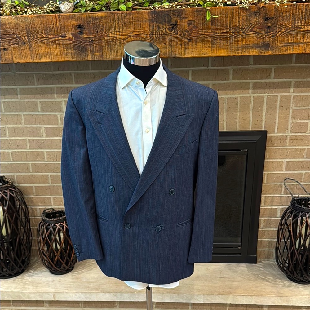 Yves Saint Laurent Navy Double-Breasted Blazer